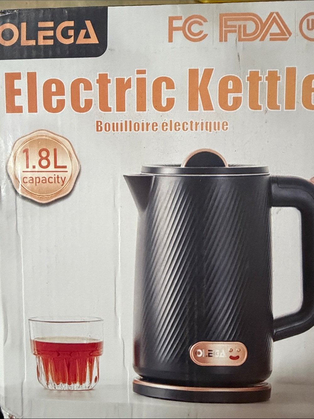 Olega Black Electric Kettle - 1.8L